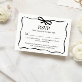 Whimsical Black Bow Tie Wedding Menu Choice Rsvp Karte