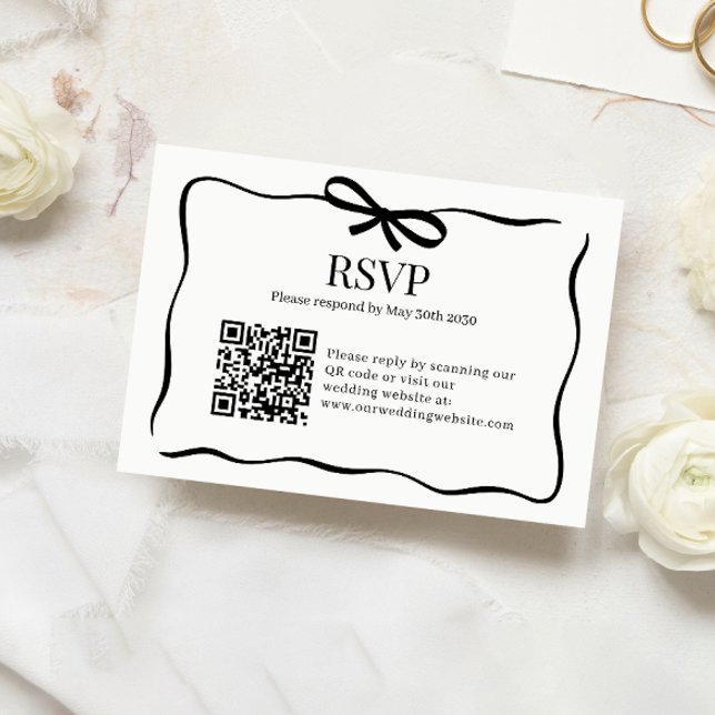 Whimsical Black Bow Tie Wedding QR Code Rsvp (Von Creator hochgeladen)