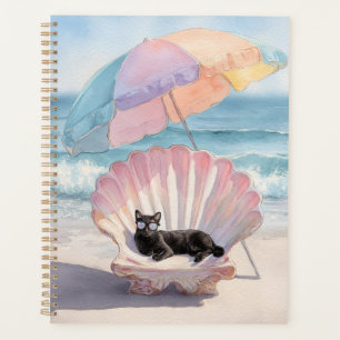Whimsical Black Cat Beach Planner Planer