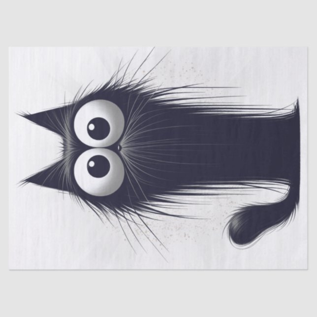 Whimsical Black Cat Cartoon Seidenpapier (Vorderseite)