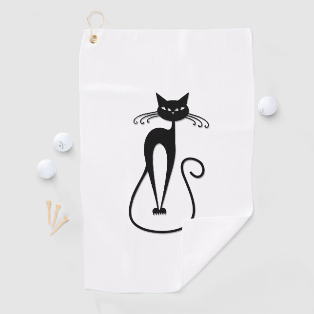 Whimsical Black Cat Golfhandtuch (Insitu)
