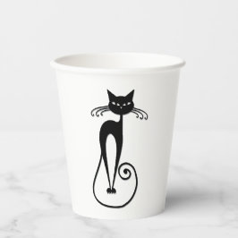 Whimsical Black Cat Pappbecher