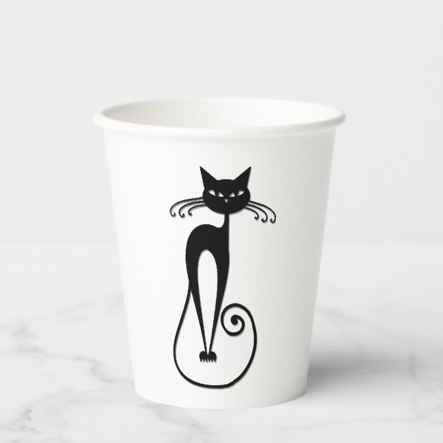 Whimsical Black Cat Pappbecher (Vorderseite)