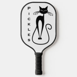 Whimsical Black Cat Personal Pickleball Schläger