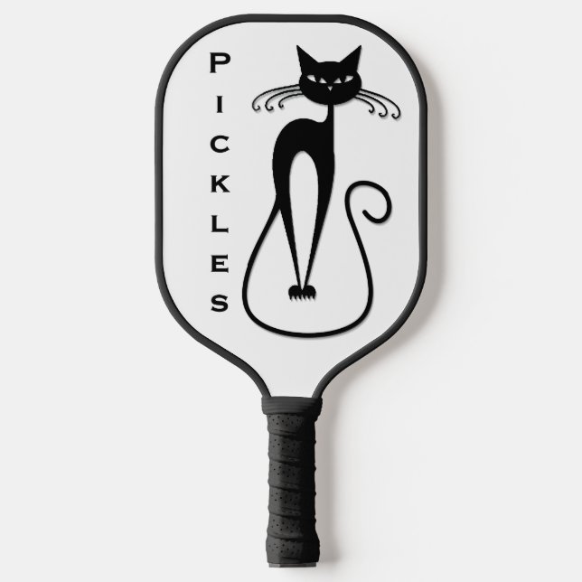 Whimsical Black Cat Personal Pickleball Schläger (Vorderseite)