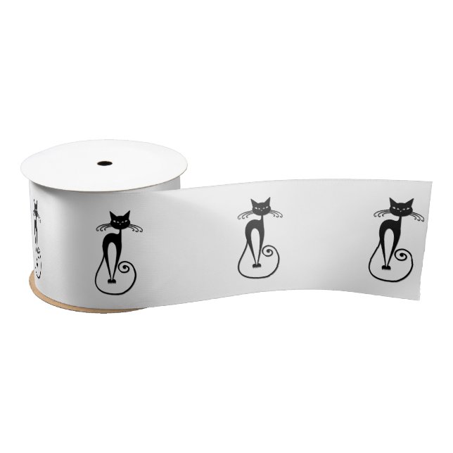 Whimsical Black Cat Satinband (Spule)