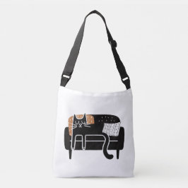 Whimsical Black Cat Schlafen auf Couch Tragetaschen Mit Langen Trägern