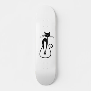 Whimsical Black Cat Skateboard