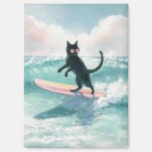 Whimsical Black Cat Surfmagnet Magnet