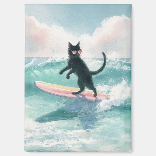 Whimsical Black Cat Surfmagnet Magnet (Vorderseite)