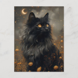 Whimsical Black Cat & verzauberte Lüster Postkarte