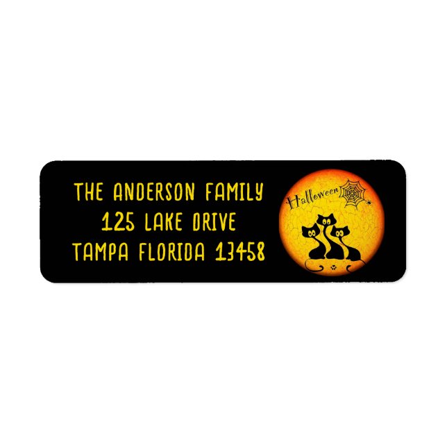 Whimsical Black Cats, Moon and Spione Web (Vorne)