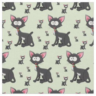 Whimsical Black Cats Stoff