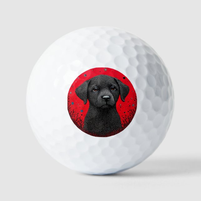 Whimsical Black Dog Golfball (Vorderseite)