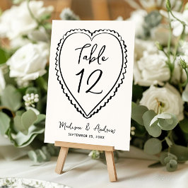 Whimsical Black Heart Wedding Tischnummer