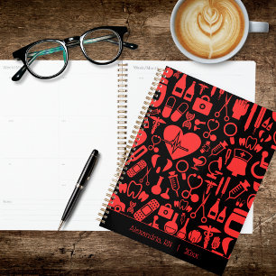 Whimsical Black & Red Krankenschwester Planer