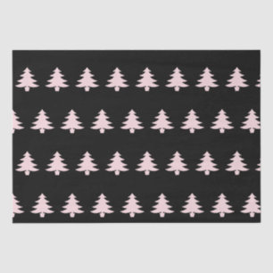 Whimsical Blassrosa Weihnachtsbaumen auf schwarz Seidenpapier