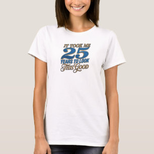 Whimsical Blau dauerte 25 Jahre gute 2D-Kunstdesig T-Shirt