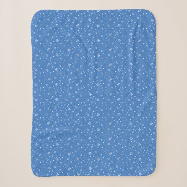 Whimsical Blau Hand Gezeichnet Schneeflocken Muste Sherpadecke (Vorderseite)