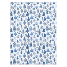 Whimsical Blau und Weiß Winterbaum und Schneeflock