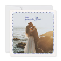 Whimsical, blaue Hand gezeichnet Hochzeit danke Ih