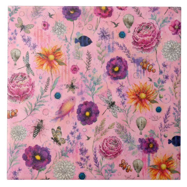 Whimsical Bloom Garten Fliese (Vorderseite)