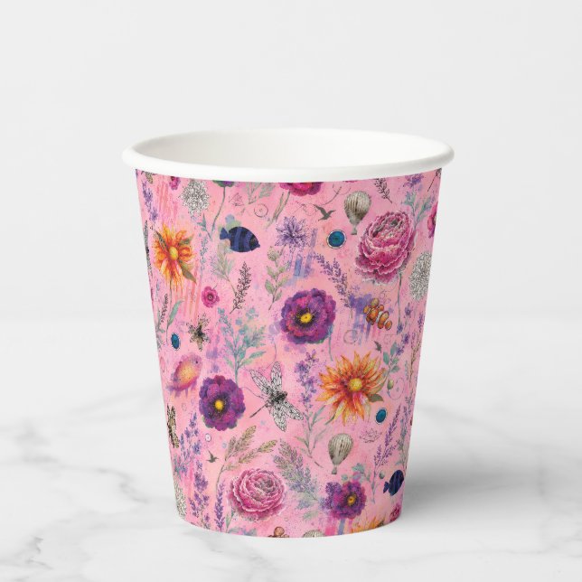 Whimsical Bloom Garten Pappbecher (Vorderseite)