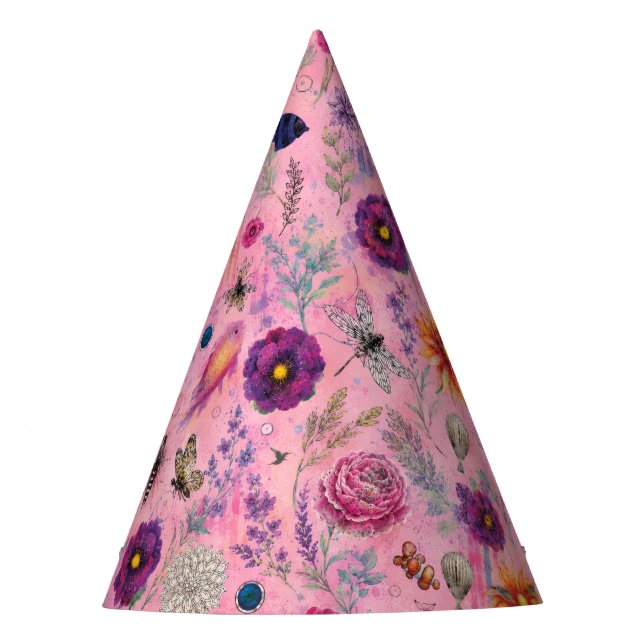 Whimsical Bloom Garten Partyhütchen (Vorderseite)