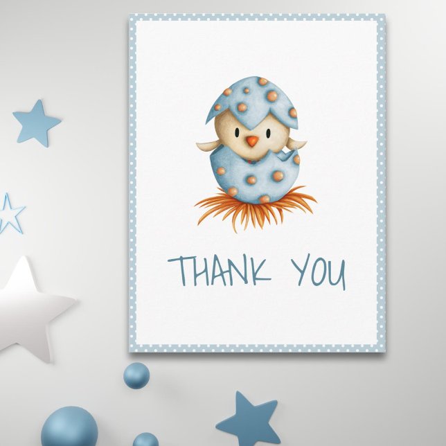 Whimsical Blue Baby Bird Vielen Dank Postkarte (Von Creator hochgeladen)