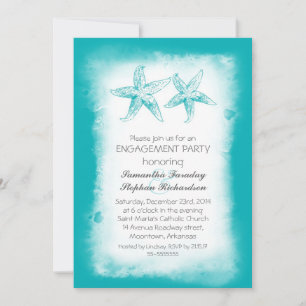 Whimsical Blue Beach Engagement Party Einladungen