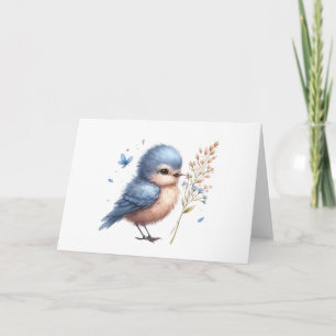 Whimsical Blue Bird All-Occasion Blank Gruß Karte