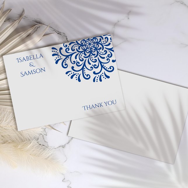 Whimsical Blue Blüh Danke Karte (Von Creator hochgeladen)