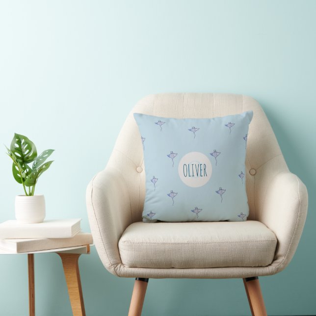 Whimsical Blue Boys Under Sea Manta Ray Kissen (Stuhl )