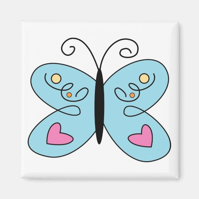 Whimsical Blue Butterfly mit Herz Wings Magnet (Vorne)