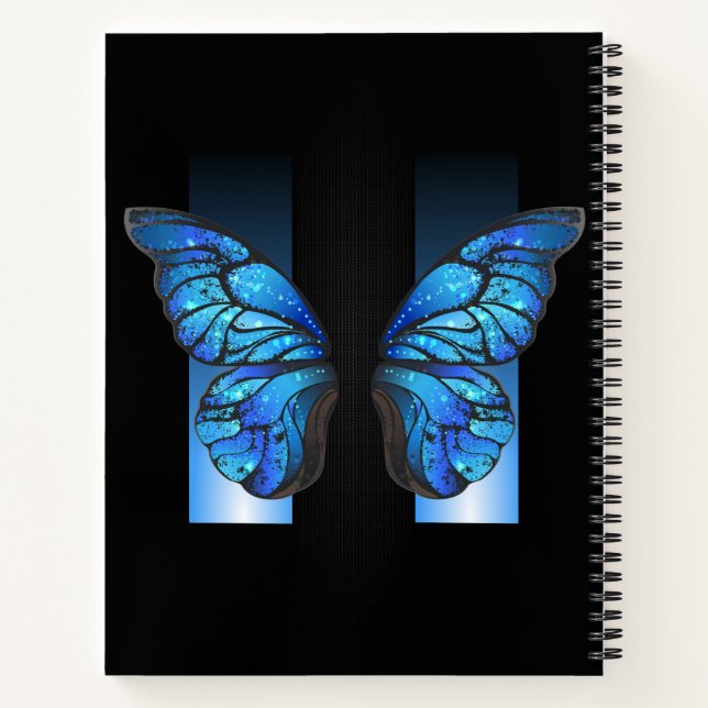 "Whimsical Blue Butterfly Spiral Foto Notebook" Notizbuch (Rückseite)