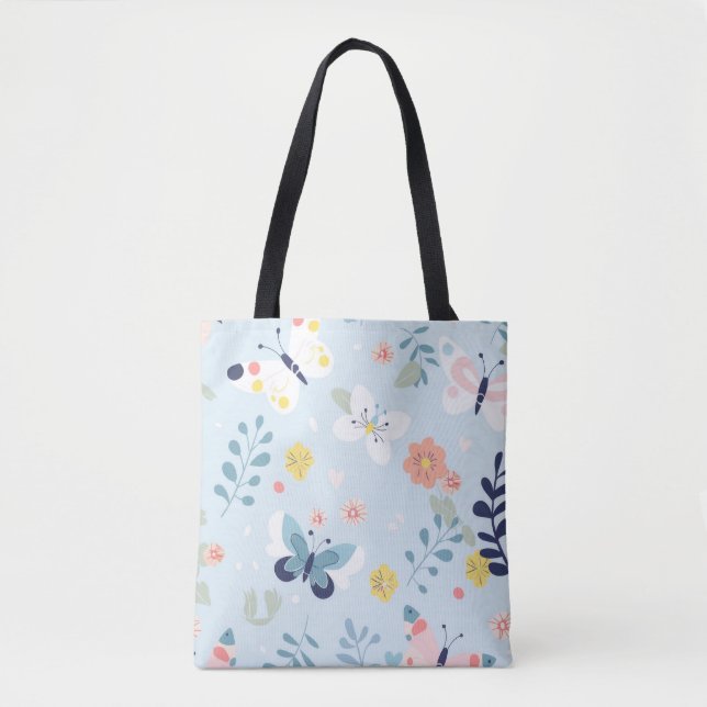Whimsical Blue Butterfly Toag Tasche (Vorderseite)