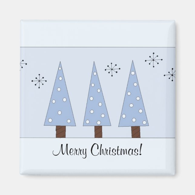 Whimsical Blue Christmas Magnet (Vorne)
