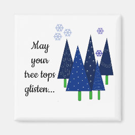 Whimsical Blue Christmas Trees Magnet