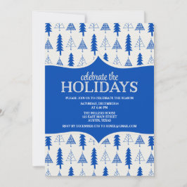 Whimsical Blue Christmas Trees Party Einladung