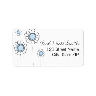 Whimsical Blue Daisies Adressaufkleber