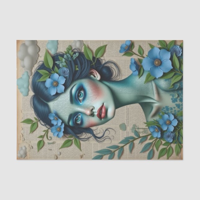 Whimsical Blue Dreamer | Literarische Frühlingsrei Seidenpapier (Vorderseite)