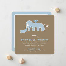 Whimsical Blue Elephant Liebe Baby Boy Foto Birth