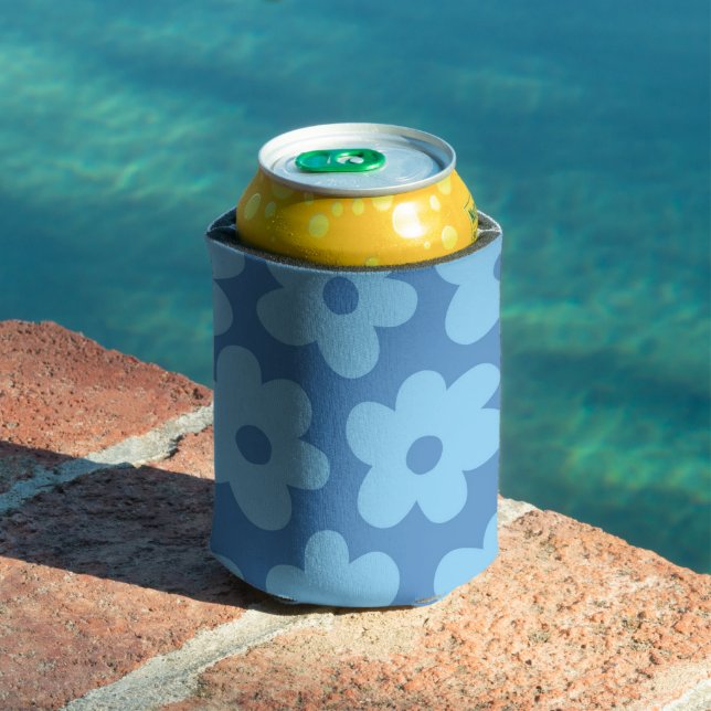 Whimsical Blue Floral Retro, fröhlich, preppy Dosenkühler (In Situ Pool)