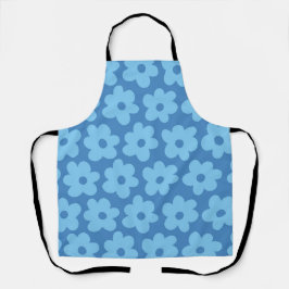 Whimsical Blue Floral Retro, fröhlich, preppy Schürze