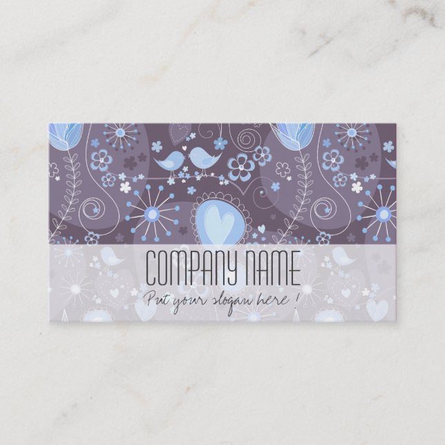 Whimsical Blue Gray Floral Eleganter Event Planner Visitenkarte (Vorderseite)