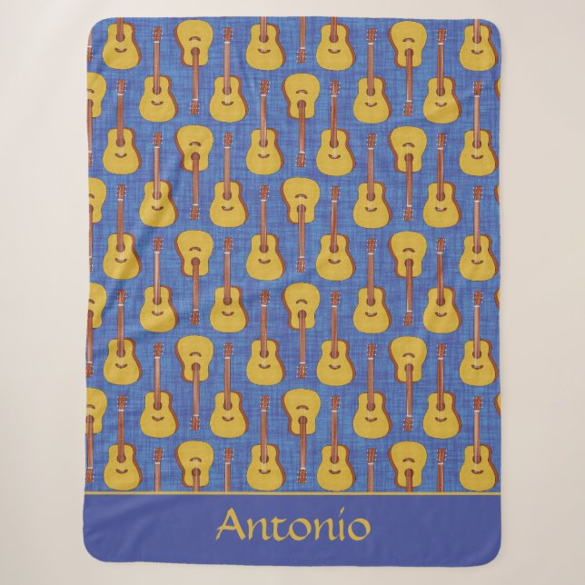 Whimsical Blue Guitar Music Enthusiast Design Sherpadecke (Vorderseite)