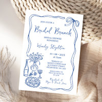 Whimsical Blue Hand Drawing Brunch Brautparty