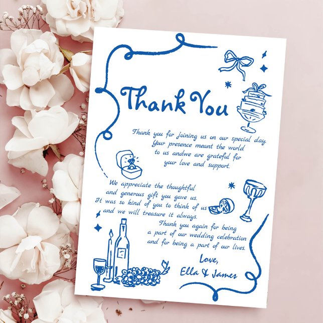 Whimsical Blue Hand Drawn Wedding Einladung (Von Creator hochgeladen)