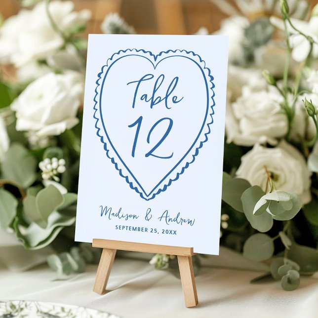 Whimsical Blue Heart Hochzeit Tischnummer (Von Creator hochgeladen)