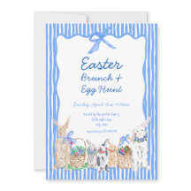 Whimsical Blue Oaster Brunch Ei Hunt Einladungen